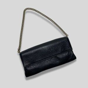 ABACO PARIS Black Pebble Leather Clutch Bag